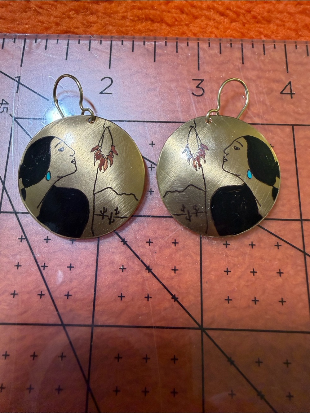 Two Silversmith Jerry Hunter Bronze Earrings Clear Creek NC Southwestern Signed